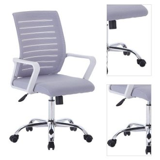 Kancelárska stolička s podrúčkami Cage - sivá / biela / chróm 3