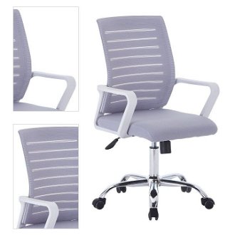 Kancelárska stolička s podrúčkami Cage - sivá / biela / chróm 4
