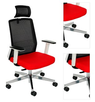 Kancelárska stolička s podrúčkami Cupra WS HD - červená / čierna / biela / chróm 3