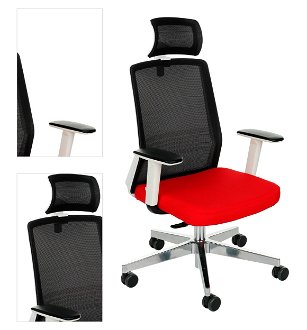 Kancelárska stolička s podrúčkami Cupra WS HD - červená / čierna / biela / chróm 4