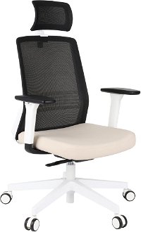 Kancelárska stolička s podrúčkami Cupra WS HD - krémová / čierna / biela