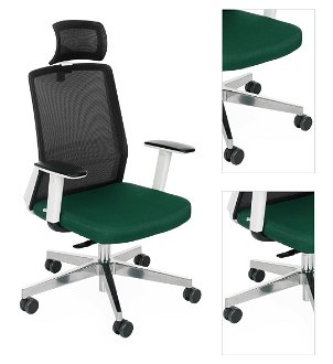 Kancelárska stolička s podrúčkami Cupra WS HD - tmavozelená / čierna / biela / chróm 3