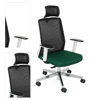 Kancelárska stolička s podrúčkami Cupra WS HD - tmavozelená / čierna / biela / chróm 4