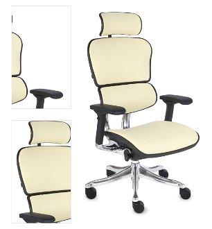 Kancelárska stolička s podrúčkami Efuso LE - krémová / čierna / chróm 4