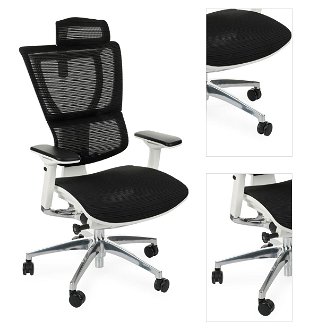 Kancelárska stolička s podrúčkami Iko WS - čierna / biela / chróm 3
