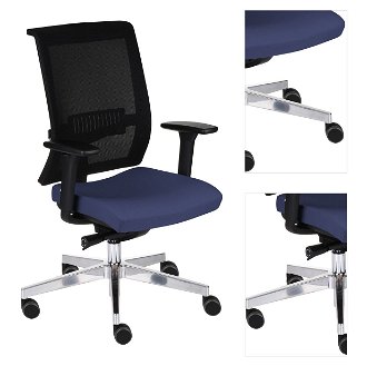 Kancelárska stolička s podrúčkami Libon BS - tmavomodrá / čierna / chróm 3