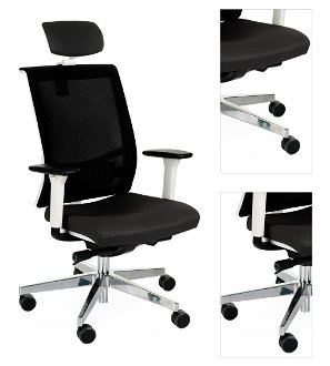 Kancelárska stolička s podrúčkami Libon WS HD - čierna / biela / chróm 3