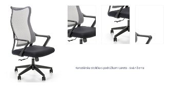 Kancelárska stolička s podrúčkami Loreto - sivá / čierna 1