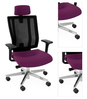 Kancelárska stolička s podrúčkami Mixerot BS HD - fialová / čierna / chróm 3