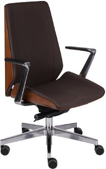 Kancelárska stolička s podrúčkami Munos Wood AL1 - tmavohnedá / svetlý orech / chróm