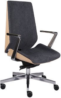 Kancelárska stolička s podrúčkami Munos Wood AL1 - tmavosivá / buk prírodný / chróm