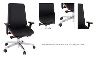 Kancelárska stolička s podrúčkami Munos Wood - čierna / svetlý orech / chróm 1