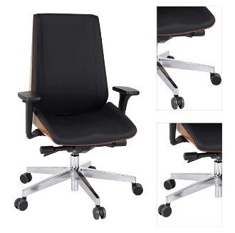 Kancelárska stolička s podrúčkami Munos Wood - čierna / svetlý orech / chróm 3