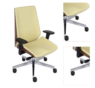Kancelárska stolička s podrúčkami Munos Wood - žltá / orech svetlý / chróm 3