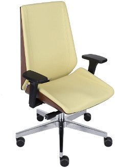 Kancelárska stolička s podrúčkami Munos Wood - žltá / orech svetlý / chróm