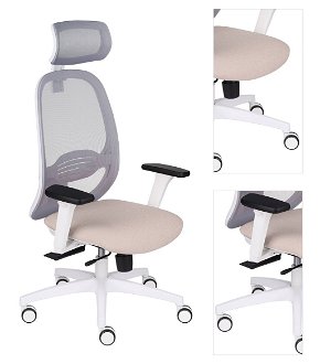 Kancelárska stolička s podrúčkami Nedim WS HD - béžová / sivá / biela 3