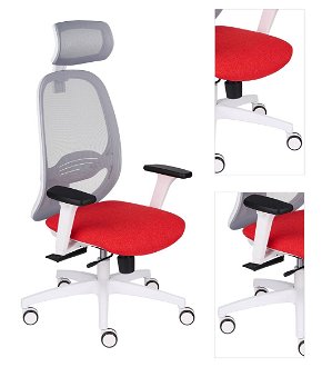 Kancelárska stolička s podrúčkami Nedim WS HD - červená / sivá / biela 3