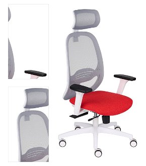 Kancelárska stolička s podrúčkami Nedim WS HD - červená / sivá / biela 4