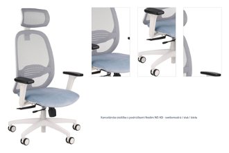 Kancelárska stolička s podrúčkami Nedim WS HD - svetlomodrá / sivá / biela 1