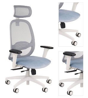 Kancelárska stolička s podrúčkami Nedim WS HD - svetlomodrá / sivá / biela 3