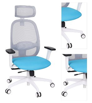 Kancelárska stolička s podrúčkami Nedim WS HD - tyrkysová / sivá / biela 3