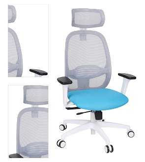 Kancelárska stolička s podrúčkami Nedim WS HD - tyrkysová / sivá / biela 4