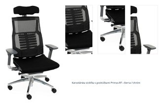 Kancelárska stolička s podrúčkami Primus BT - čierna / chróm 1