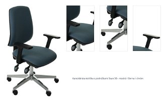 Kancelárska stolička s podrúčkami Sean 3D - modrá / čierna / chróm 1