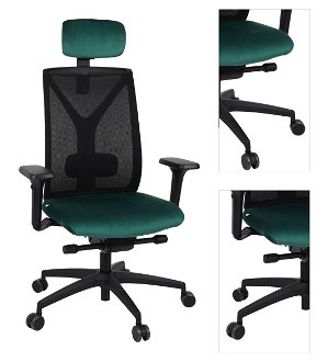 Kancelárska stolička s podrúčkami Velito BS HD - tmavozelená / čierna 3