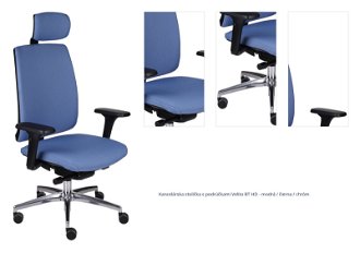 Kancelárska stolička s podrúčkami Velito BT HD - modrá / čierna / chróm 1