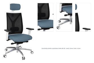 Kancelárska stolička s podrúčkami Velito WS HD - modrá / čierna / biela / chróm 1