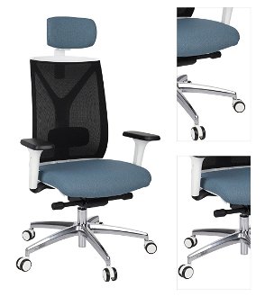 Kancelárska stolička s podrúčkami Velito WS HD - modrá / čierna / biela / chróm 3