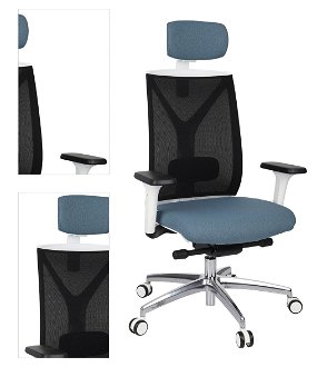 Kancelárska stolička s podrúčkami Velito WS HD - modrá / čierna / biela / chróm 4