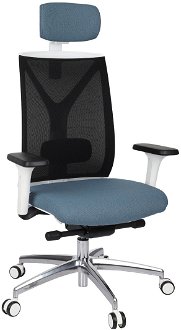 Kancelárska stolička s podrúčkami Velito WS HD - modrá / čierna / biela / chróm 2