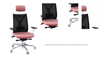 Kancelárska stolička s podrúčkami Velito WS HD - tmavoružová / čierna / biela / chróm 1