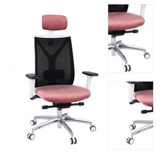 Kancelárska stolička s podrúčkami Velito WS HD - tmavoružová / čierna / biela / chróm 3