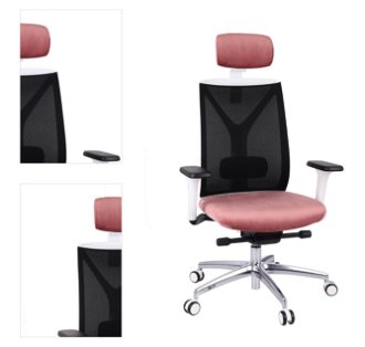 Kancelárska stolička s podrúčkami Velito WS HD - tmavoružová / čierna / biela / chróm 4