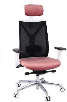 Kancelárska stolička s podrúčkami Velito WS HD - tmavoružová / čierna / biela / chróm 2