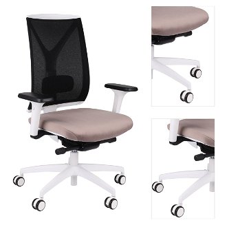 Kancelárska stolička s podrúčkami Velito WS - svetlohnedá / čierna / biela 3