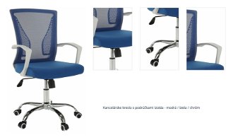 Kancelárske kreslo s podrúčkami Izolda - modrá / biela / chróm 1