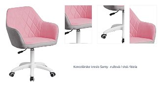 Kancelárske kreslo Santy - ružová / sivá / biela 1