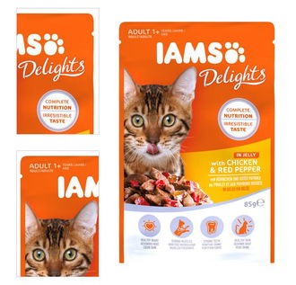 Kapsicka IAMS cat delights chicken a red pepper in jelly 85g 4