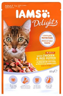 Kapsicka IAMS cat delights chicken a red pepper in jelly 85g