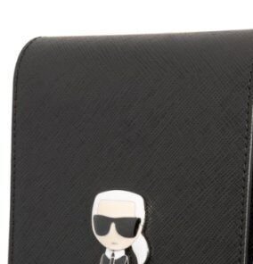 Karl Lagerfeld Saffiano Metal Ikonik Wallet Phone Bag, black 6