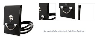 Karl Lagerfeld Saffiano Metal Ikonik Wallet Phone Bag, black 1