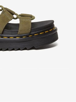 Khaki dámske kožené šnurovacie sandále Dr. Martens Nartilla 9