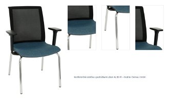 Konferenčná stolička s podrúčkami Libon 4L BS R1 - modrá / čierna / chróm 1