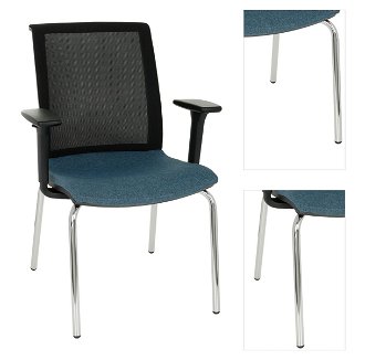 Konferenčná stolička s podrúčkami Libon 4L BS R1 - modrá / čierna / chróm 3