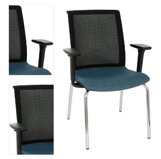Konferenčná stolička s podrúčkami Libon 4L BS R1 - modrá / čierna / chróm 4