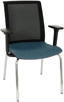 Konferenčná stolička s podrúčkami Libon 4L BS R1 - modrá / čierna / chróm 2